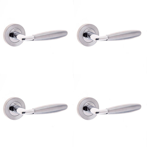 PACK Elegant Polished Chrome Satin Chrome Door Handle Internal Doors Interior Handle