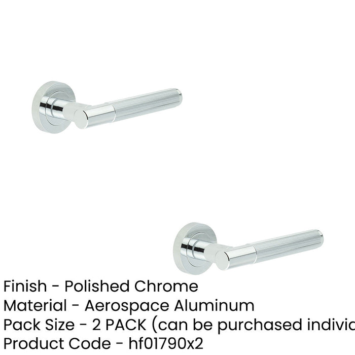 PACK Sleek Polished Chrome Lever Door Handle with Knurled Design Interior Handle (1)-1