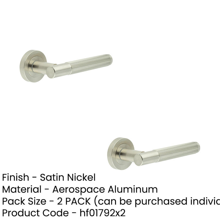 PACK Modern Satin Nickel Lever Door Handle with Knurled Detailing Interior Handle (1)-1