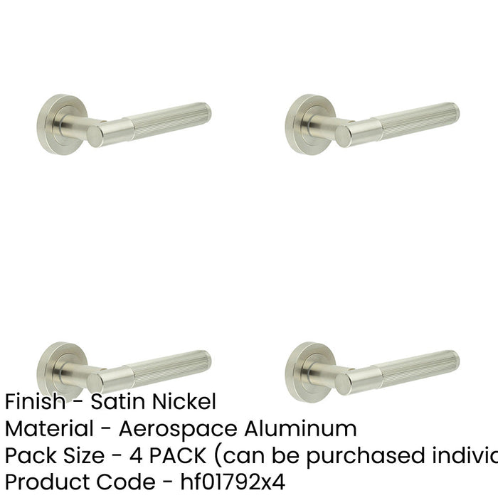 PACK Modern Satin Nickel Lever Door Handle with Knurled Detailing Interior Handle-1