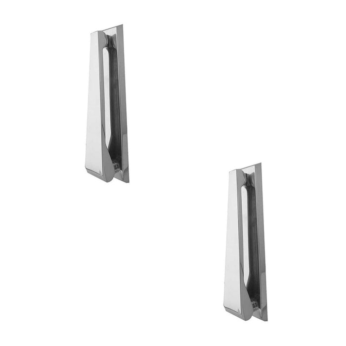 PACK Elegant Polished Chrome Contemporary Door Knockers 157mm Design External Outdoor Knocker