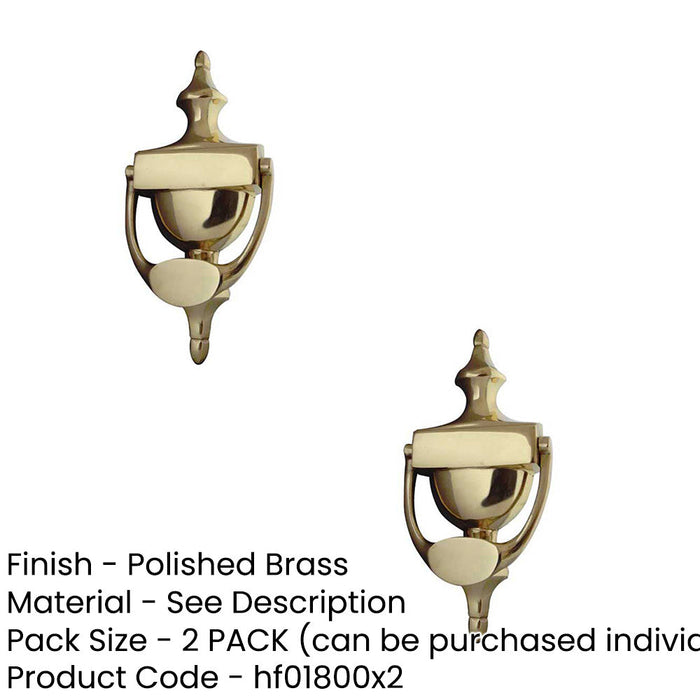 PACK Elegant 170mm Polished Brass Door Knockers Classic Home Decor External Outdoor Knocker-1