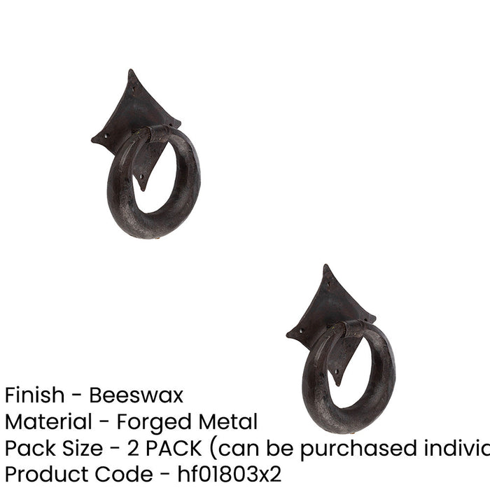PACK Beeswax Ring Door Knockers 105mm Elegant Design External Outdoor Knocker-1