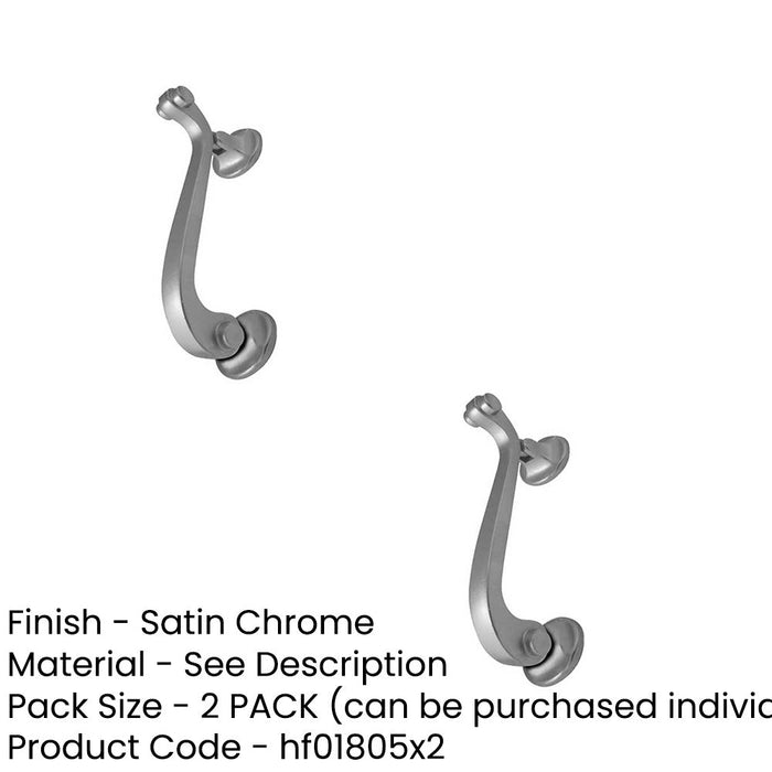 PACK Elegant 135mm Satin Chrome Scroll Door Knockers Stylish Entrances External Outdoor Knocker-1