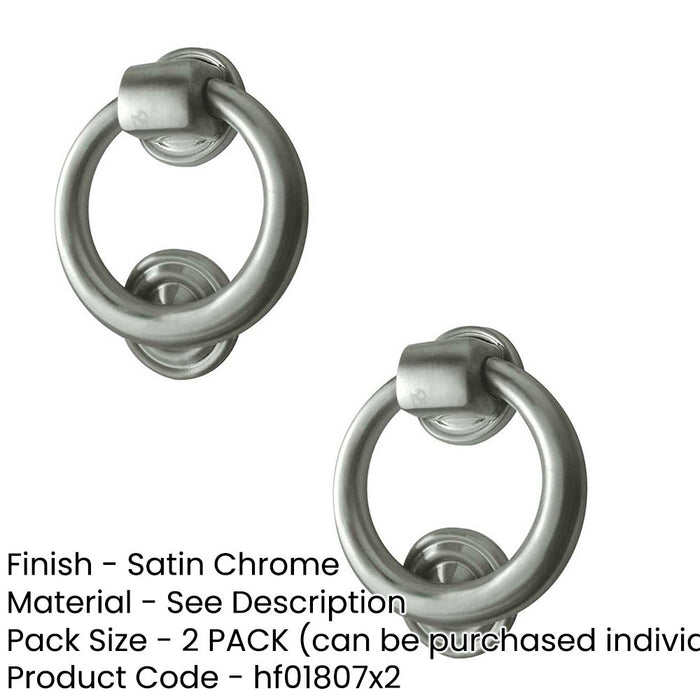 PACK Elegant Satin Chrome 100mm Diameter Ring Door Knockers Stylish Entrances External Outdoor Knocker-1