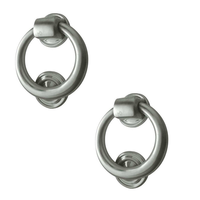 PACK Elegant Satin Chrome 100mm Diameter Ring Door Knockers Stylish Entrances External Outdoor Knocker