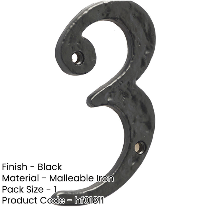 75mm Antique Black Iron Door Numeral Number Classic Traditional Front Wall House Sign (3)-1