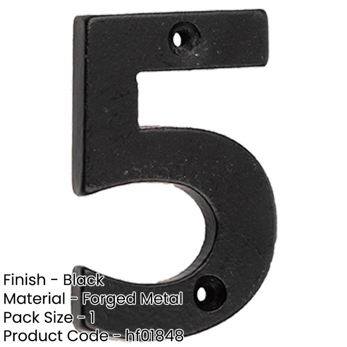 75mm Matt Black Door Numeral Number Premium Quality Wall House Sign (5)-1