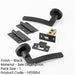 Matt Black Door Handle Pack Fire Rated Curved Lever Rose Hinge Latch-1