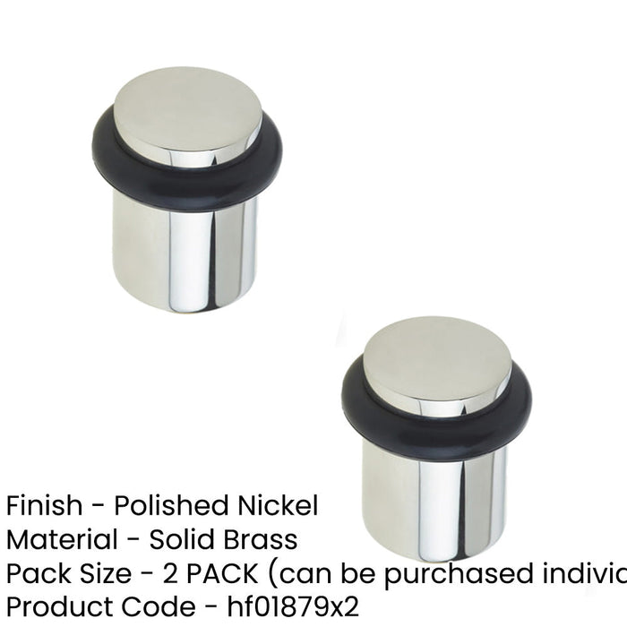 PACK Stylish Polished Nickel Door Stops Home Office Solid Brass Rubber Stopper (1)-1