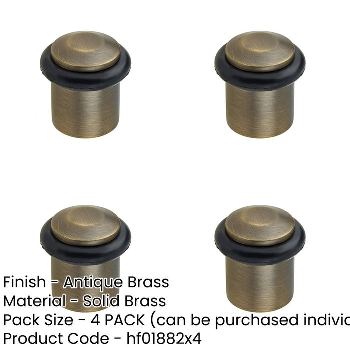 PACK Antique Brass Chamfered Door Stops Stylish Protection Solid Brass Rubber Stopper-1