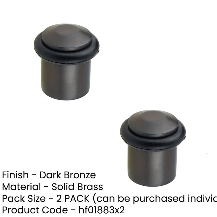 PACK Elegant Chamfered Door Stops Dark Bronze Finish Stylish Interiors Solid Brass Rubber Stopper (1)-1