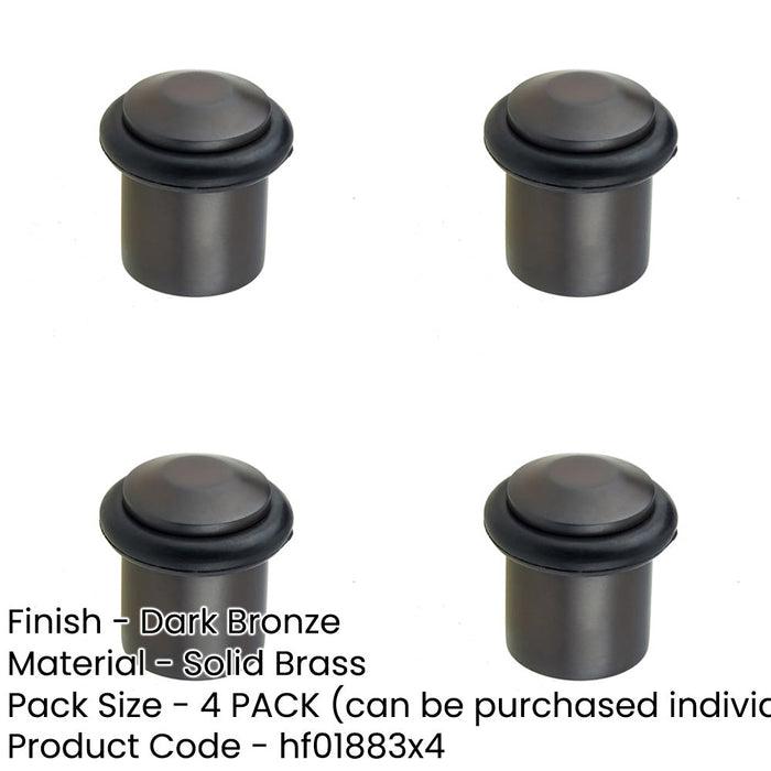 PACK Elegant Chamfered Door Stops Dark Bronze Finish Stylish Interiors Solid Brass Rubber Stopper-1