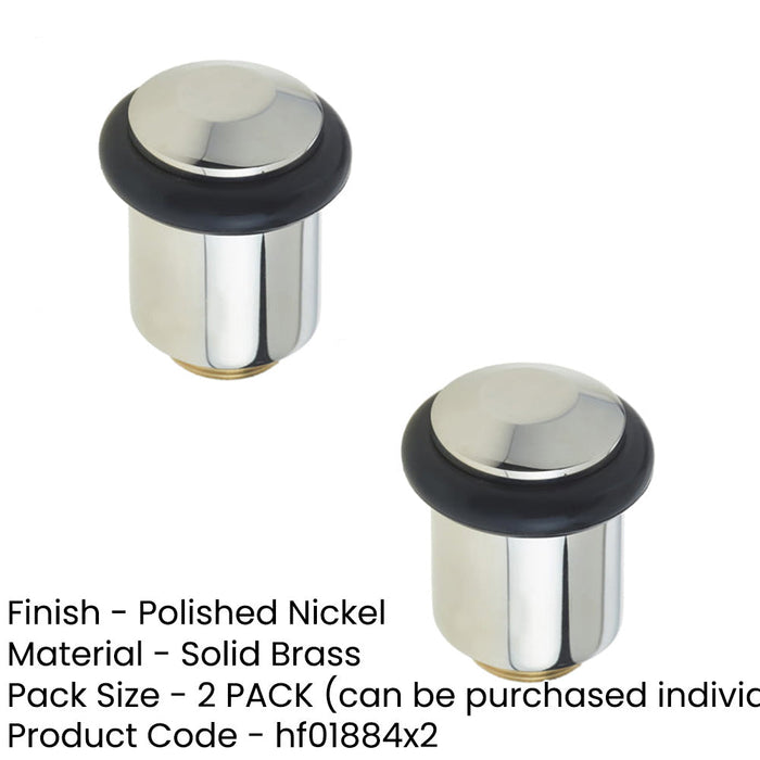 PACK Premium Chamfered Door Stops Polished Nickel Finish Solid Brass Rubber Stopper (1)-1