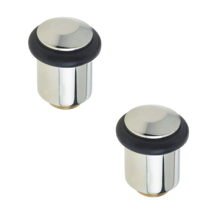 PACK Premium Chamfered Door Stops Polished Nickel Finish Solid Brass Rubber Stopper (1)