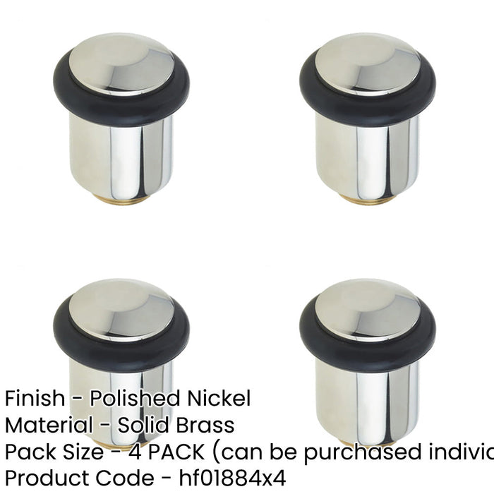 PACK Premium Chamfered Door Stops Polished Nickel Finish Solid Brass Rubber Stopper-1