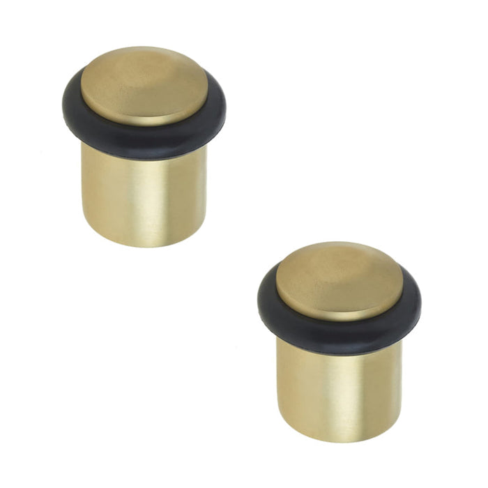 PACK Elegant Chamfered Door Stops Satin Brass Protection Style Solid Brass Rubber Stopper (1)