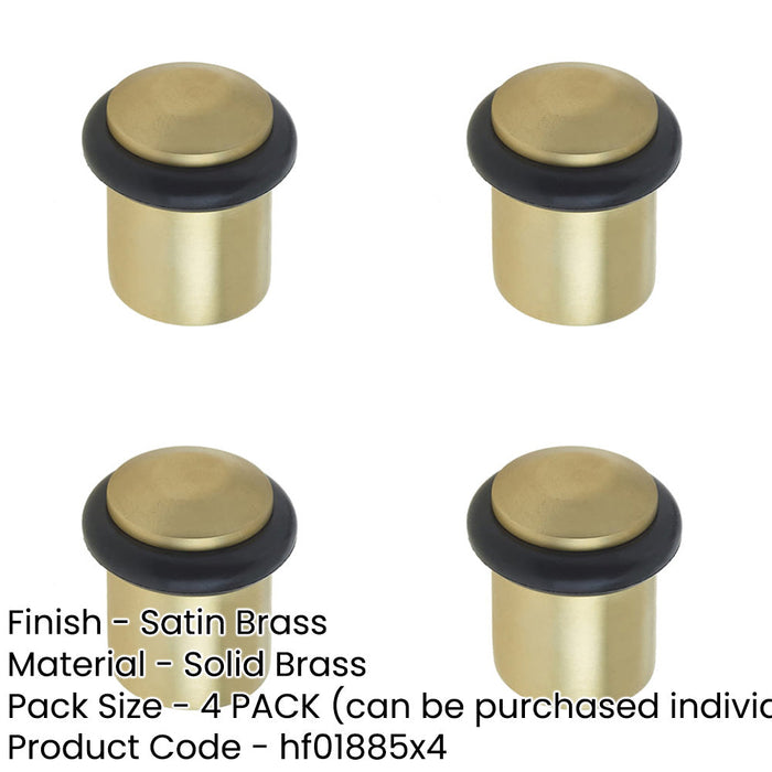 PACK Elegant Chamfered Door Stops Satin Brass Protection Style Solid Brass Rubber Stopper-1