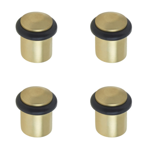 PACK Elegant Chamfered Door Stops Satin Brass Protection Style Solid Brass Rubber Stopper