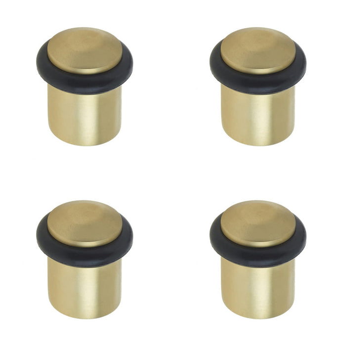 PACK Elegant Chamfered Door Stops Satin Brass Protection Style Solid Brass Rubber Stopper