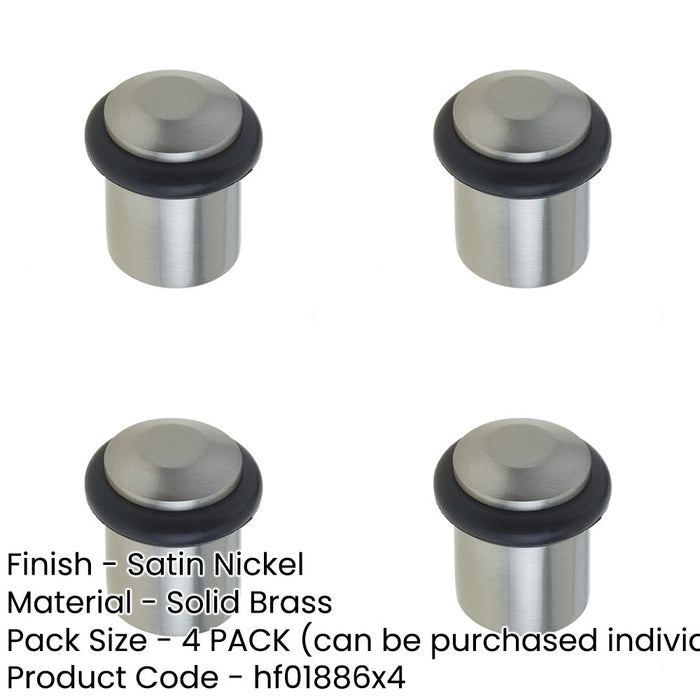 PACK Satin Nickel Chamfered Door Stops Luxury Interiors Solid Brass Rubber Stopper-1