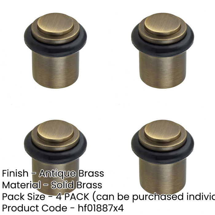 PACK Antique Brass Stepped Door Stops Elegant Home Decor Solid Brass Rubber Stopper-1