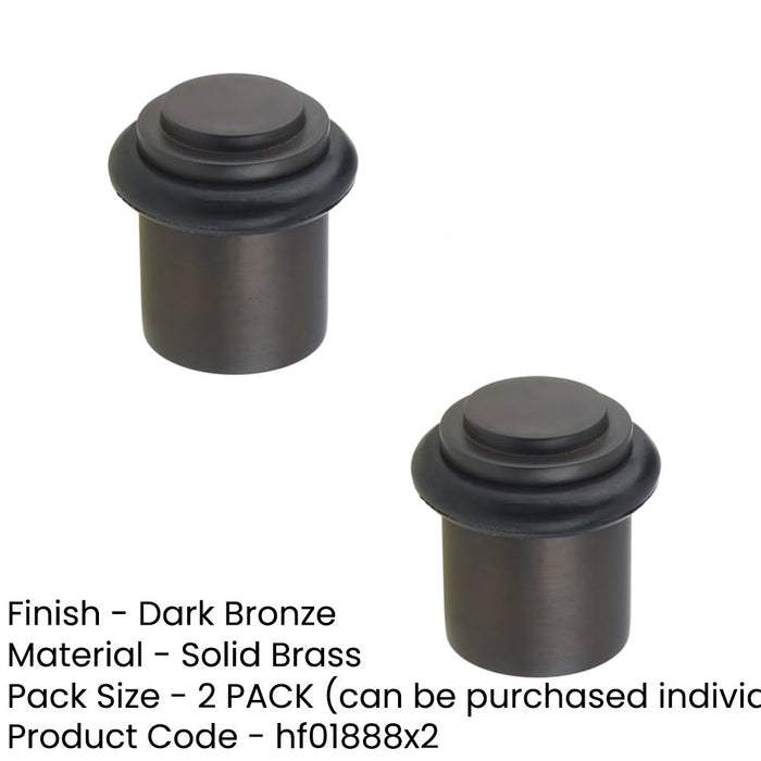 PACK Premium Dark Bronze Stepped Door Stops Home Office Solid Brass Rubber Stopper (1)-1