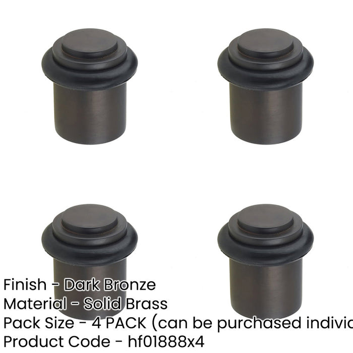 PACK Premium Dark Bronze Stepped Door Stops Home Office Solid Brass Rubber Stopper-1