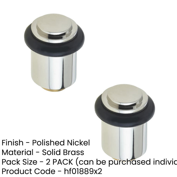 PACK Elegant Polished Nickel Stepped Door Stops Solid Brass Rubber Stopper (1)-1