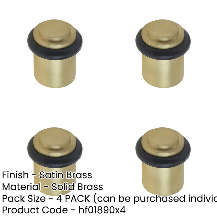 PACK Elegant Satin Brass Stepped Door Stops Home Office Solid Brass Rubber Stopper-1