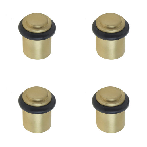 PACK Elegant Satin Brass Stepped Door Stops Home Office Solid Brass Rubber Stopper