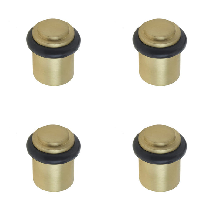 PACK Elegant Satin Brass Stepped Door Stops Home Office Solid Brass Rubber Stopper