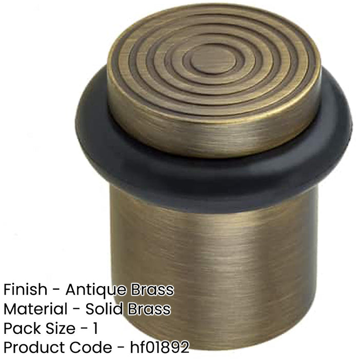 Elegant Reeded Door Stops Antique Brass Finish Solid Brass Rubber Stopper-1