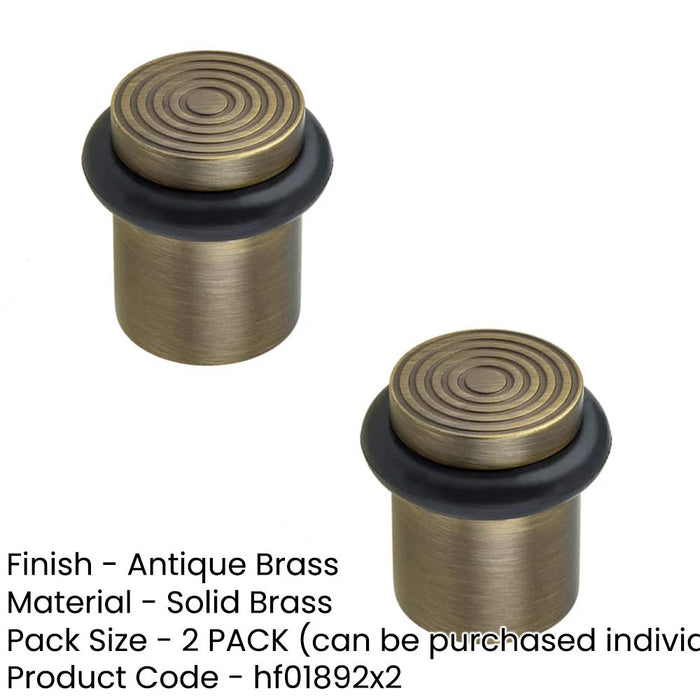 PACK Elegant Reeded Door Stops Antique Brass Finish Solid Brass Rubber Stopper (1)-1