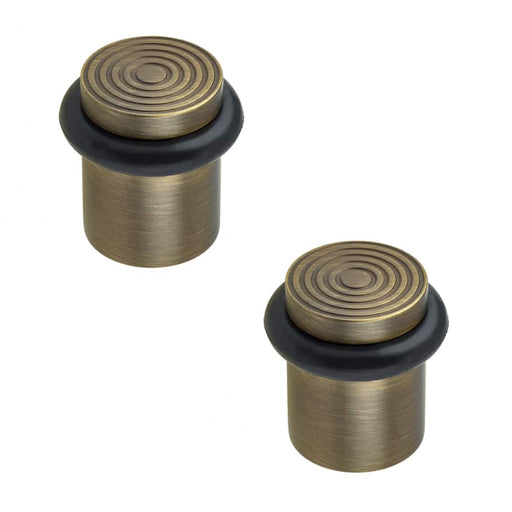 PACK Elegant Reeded Door Stops Antique Brass Finish Solid Brass Rubber Stopper (1)