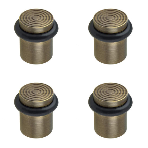 PACK Elegant Reeded Door Stops Antique Brass Finish Solid Brass Rubber Stopper