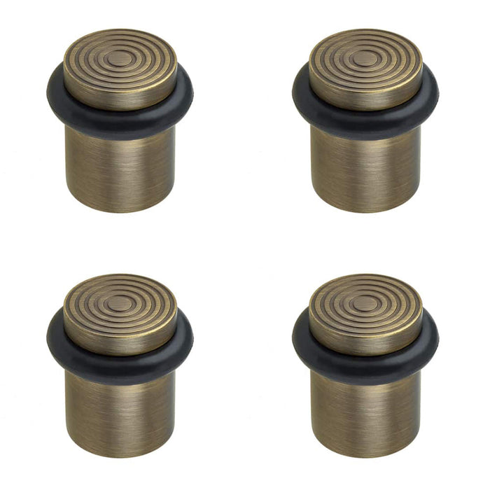 PACK Elegant Reeded Door Stops Antique Brass Finish Solid Brass Rubber Stopper