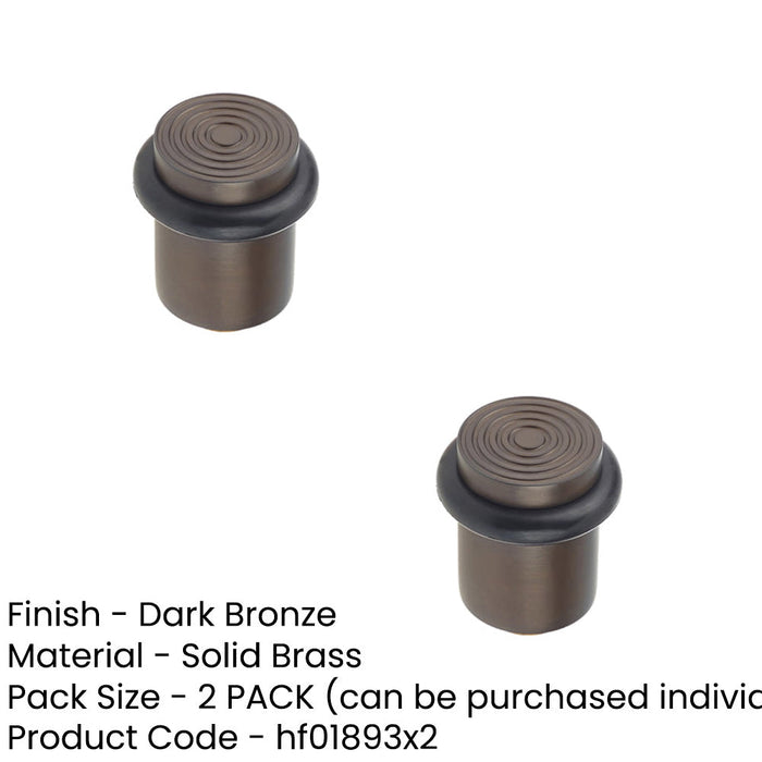 PACK Elegant Reeded Door Stops Dark Bronze Finish Solid Brass Rubber Stopper (1)-1