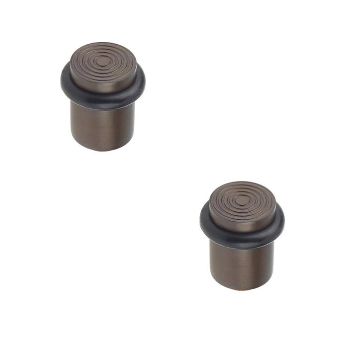 PACK Elegant Reeded Door Stops Dark Bronze Finish Solid Brass Rubber Stopper (1)