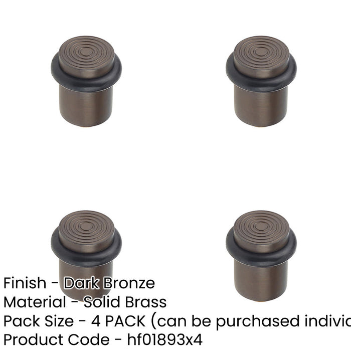 PACK Elegant Reeded Door Stops Dark Bronze Finish Solid Brass Rubber Stopper-1