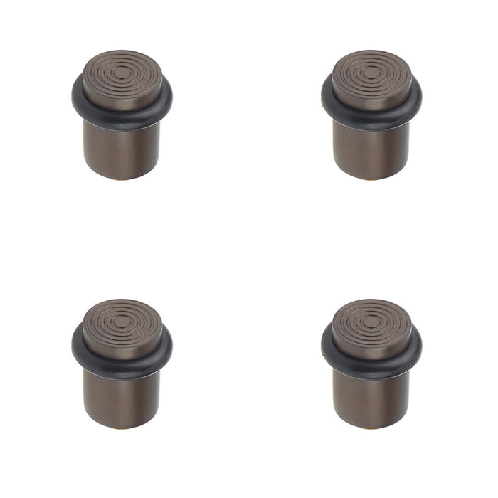 PACK Elegant Reeded Door Stops Dark Bronze Finish Solid Brass Rubber Stopper