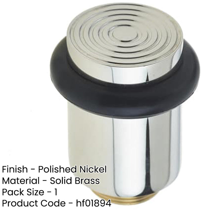 Reeded Solid Brass Door Stops Polished Nickel Finish Solid Brass Rubber Stopper-1