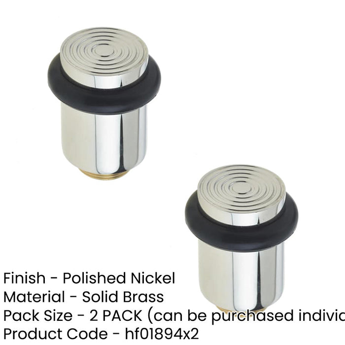 PACK Reeded Solid Brass Door Stops Polished Nickel Finish Solid Brass Rubber Stopper (1)-1