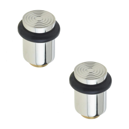 PACK Reeded Solid Brass Door Stops Polished Nickel Finish Solid Brass Rubber Stopper (1)