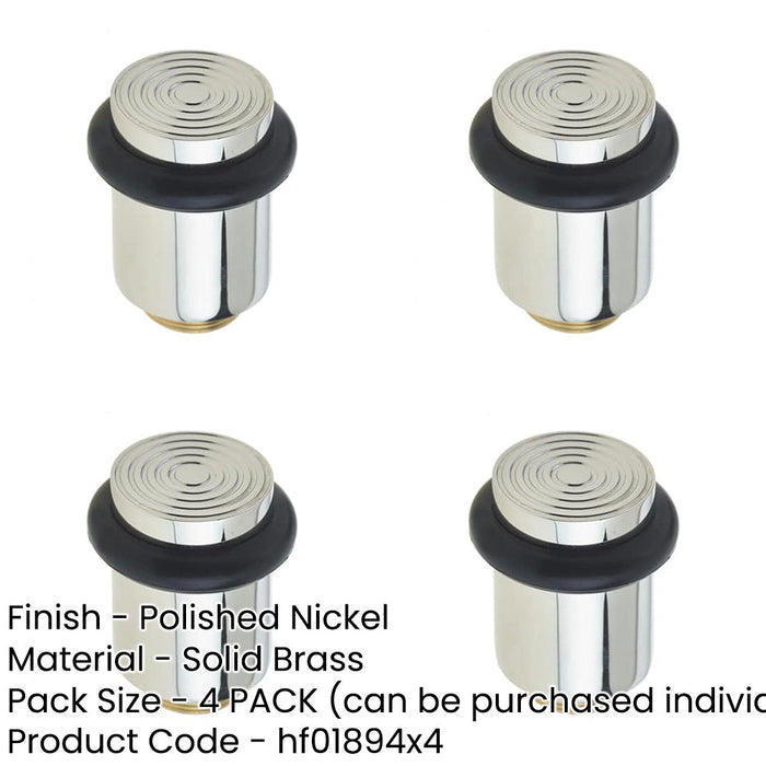 PACK Reeded Solid Brass Door Stops Polished Nickel Finish Solid Brass Rubber Stopper-1