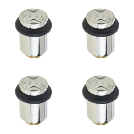 PACK Reeded Solid Brass Door Stops Polished Nickel Finish Solid Brass Rubber Stopper