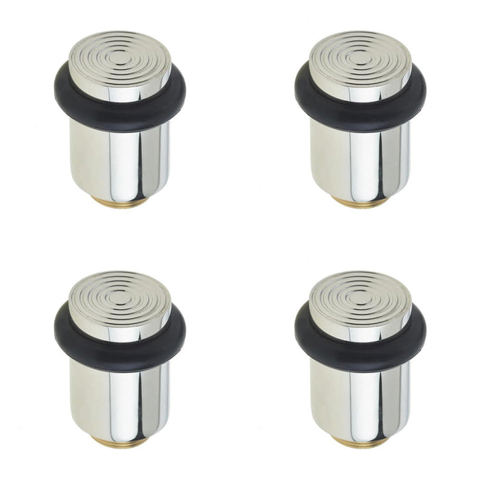PACK Reeded Solid Brass Door Stops Polished Nickel Finish Solid Brass Rubber Stopper