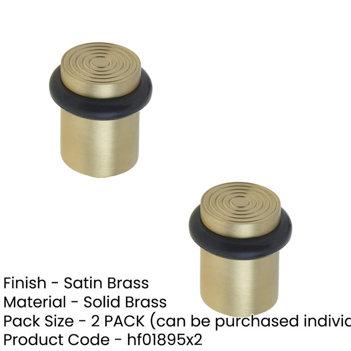 PACK Elegant Reeded Door Stops Satin Brass Home Office Solid Brass Rubber Stopper (1)-1