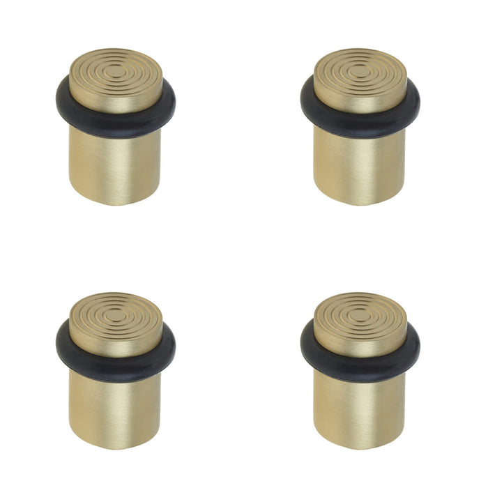 PACK Elegant Reeded Door Stops Satin Brass Home Office Solid Brass Rubber Stopper