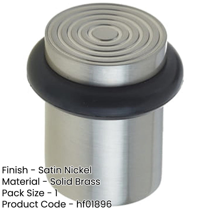 Premium Reeded Door Stops Satin Nickel Finish Solid Brass Rubber Stopper-1